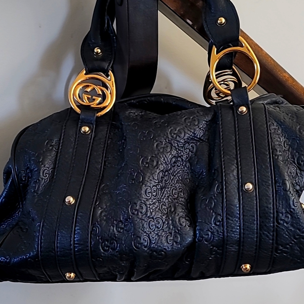 Preloved black Gucci Guccissima Boston satchel